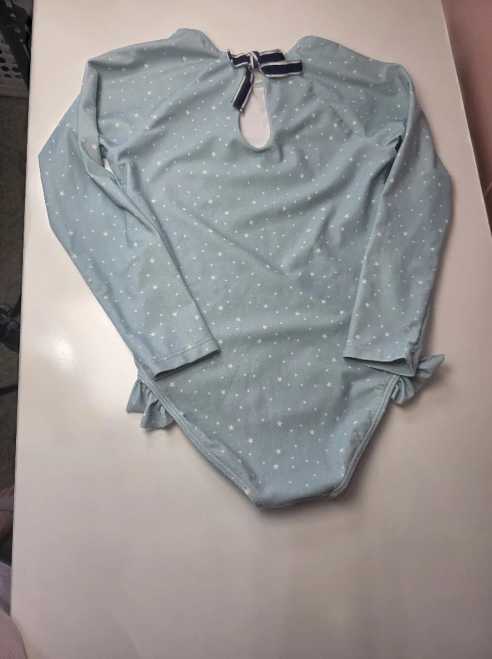 Minnow Light Blue Star Print Long Sleeve One Piece Swimsuit 18M